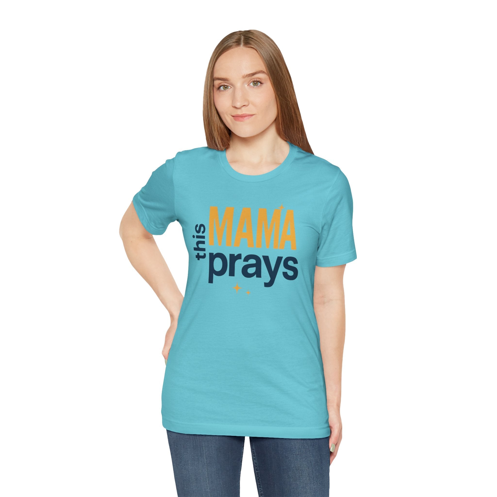 This Mama Prays Tee | Unisex Jersey Short Sleeve T-Shirt, Faith Gift, Mom Life Shirt, Inspirational Apparel, Christian Merchandise